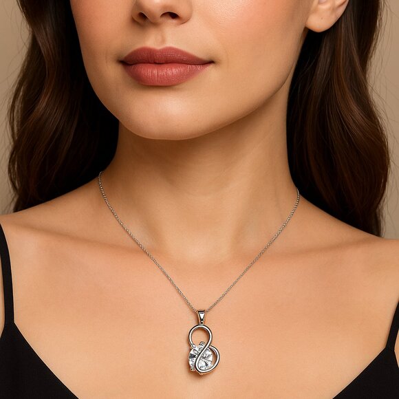 NWOT YinShan Signed 925 5 Carat CZ Teardrop Pendant Necklace 16 inches - Picture 1 of 10